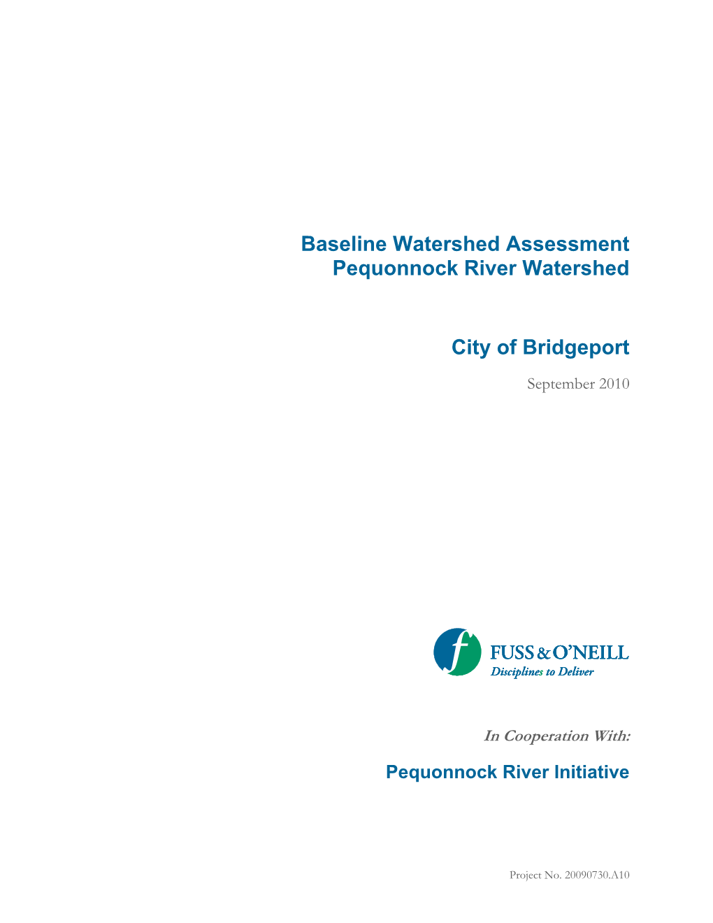 Baseline Watershed Assessment Pequonnock River Watershed