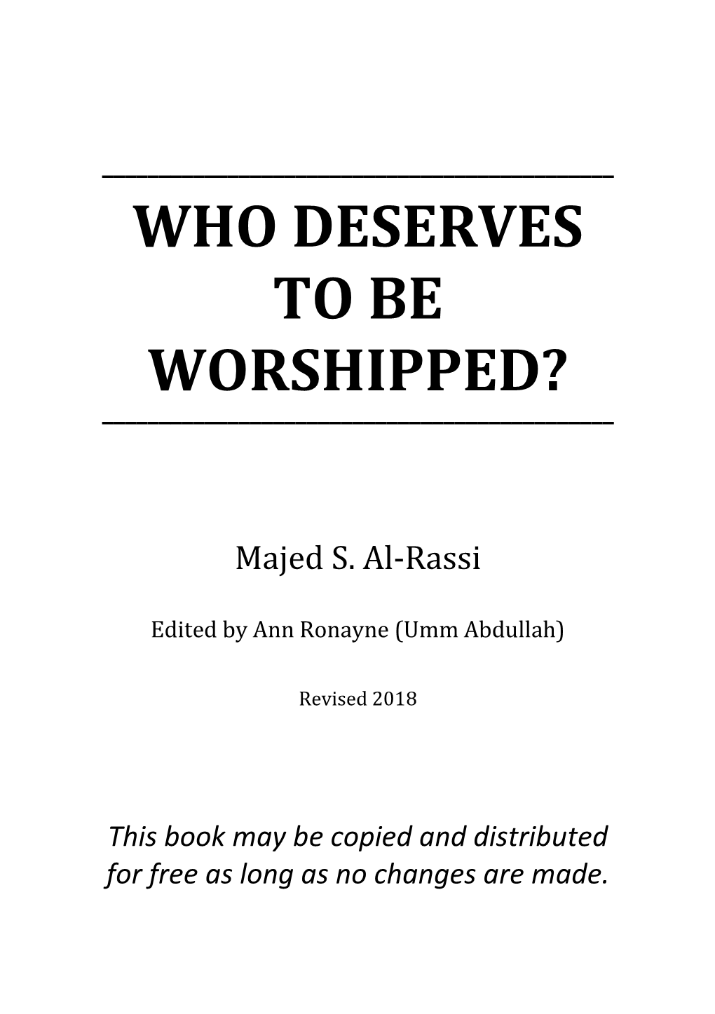 Who Deserves to Be Worshipped.Pdf