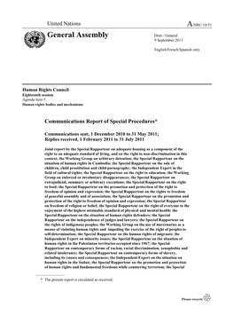 Communications Report of Special Procedures*