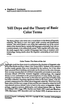 Yeli Dnye and the Theory of Basic Color Terms