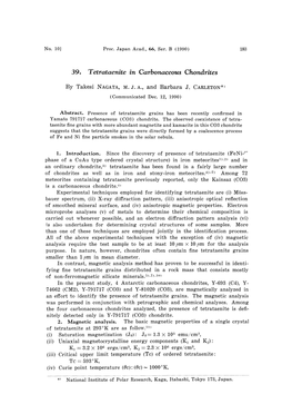 39. T Etrataenite in Carbonaceous Chondrites