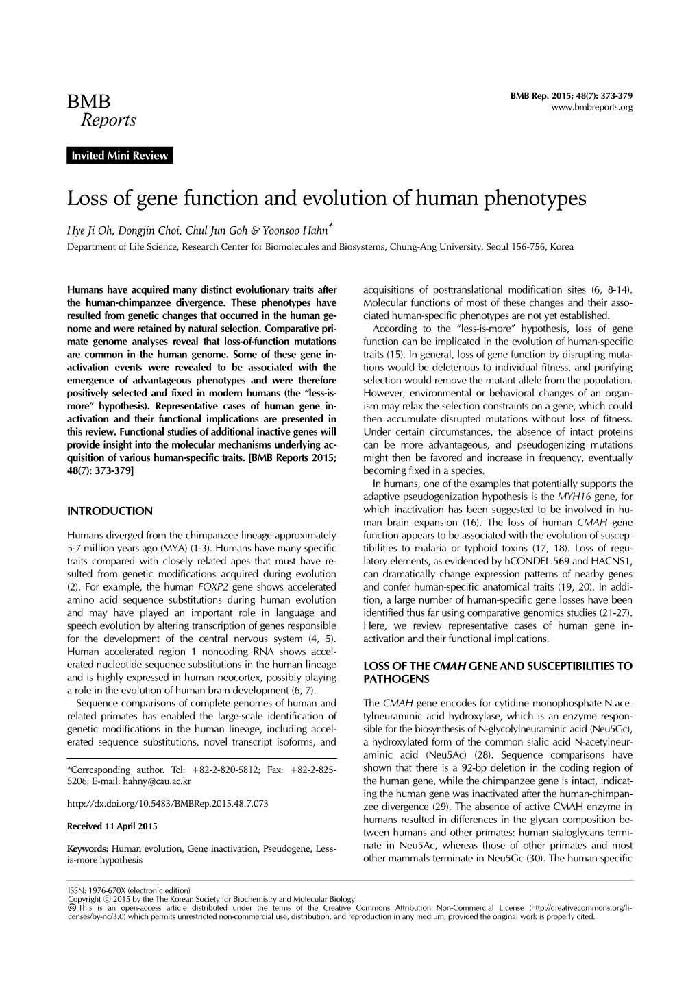 Loss Of Gene Function And Evolution Of Human Phenotypes - DocsLib