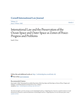 International Law and the Preservation of the Ocean Space and Outer Space As Zones of Peace: Progress and Problems Isaak I