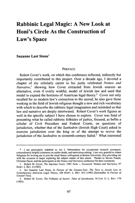 Rabbinic Legal Magic: a New Look at Honi's Circle As the Construction of Law's Space