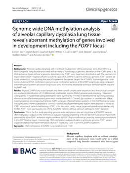 Genome Wide DNA Methylation Analysis of Alveolar Capillary