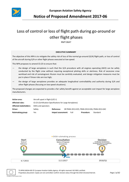 Notice of Proposed Amendment 2017-06 Loss of Control Or Loss of Flight Path During Go-Around Or Other Flight Phases