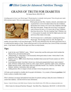 GRAINS of TRUTH for DIABETES by Jeanne Brown, RD,CDE, LD