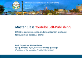 Youtube Self-Publishing Effective Communication and Monetization Strategies for Building a Personal Brand