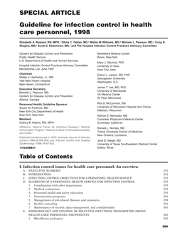 Guideline for Infection Control in Health Care Personnel, 1998