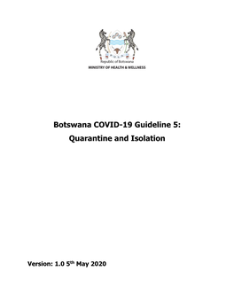 Botswana COVID-19 Guideline 5: Quarantine and Isolation