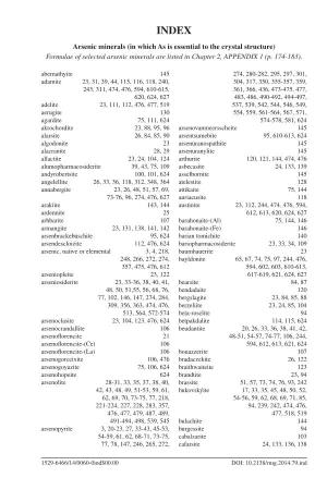 Formulae of Selected Arsenic Minerals Are Listed in Chapter 2, APPENDIX 1 (P