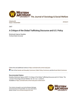 A Critique of the Global Trafficking Discourse and U.S. Policy