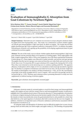 Evaluation of Immunoglobulin G Absorption from Goat Colostrum by Newborn Piglets