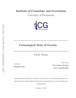 Institute of Cosmology and Gravitation University of Portsmouth