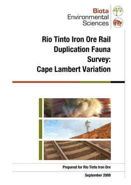 Rio Tinto Iron Ore Rail Duplication Fauna Survey: Cape Lambert Variation