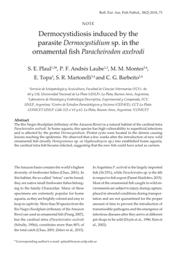 Dermocystidiosis Induced by the Parasite Dermocystidium Sp. in the ȰęȰparacheirodon Axelrodi