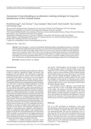 Assessment of Microbranding As an Alternative Marking Technique for Long-Term Identification of New Zealand Lizards