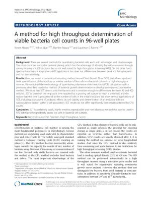 A Method for High Throughput Determination