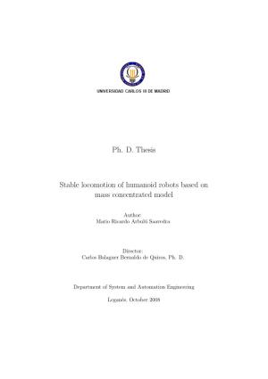 Ph. D. Thesis Stable Locomotion of Humanoid Robots Based