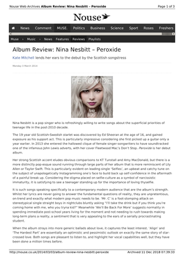 Album Review: Nina Nesbitt – Peroxide | Nouse