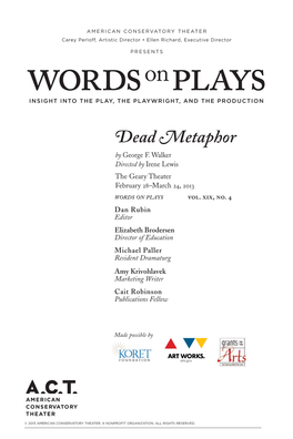 Dead Metaphor Words on Plays (2013)