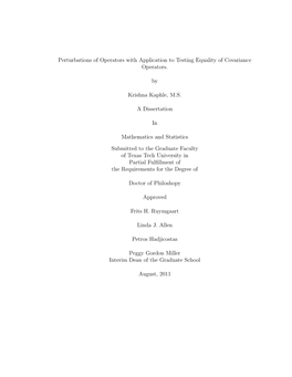 Perturbations of Operators with Application to Testing Equality of Covariance Operators