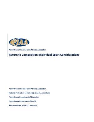 Return to Competition: Individual Sport Considerations