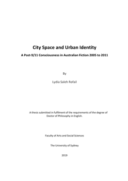 City Space and Urban Identity a Post-9/11 Consciousness in Australian Fiction 2005 to 2011