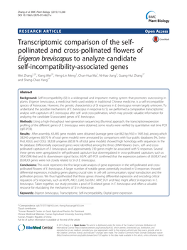 Transcriptomic Comparison of the Self-Pollinated And