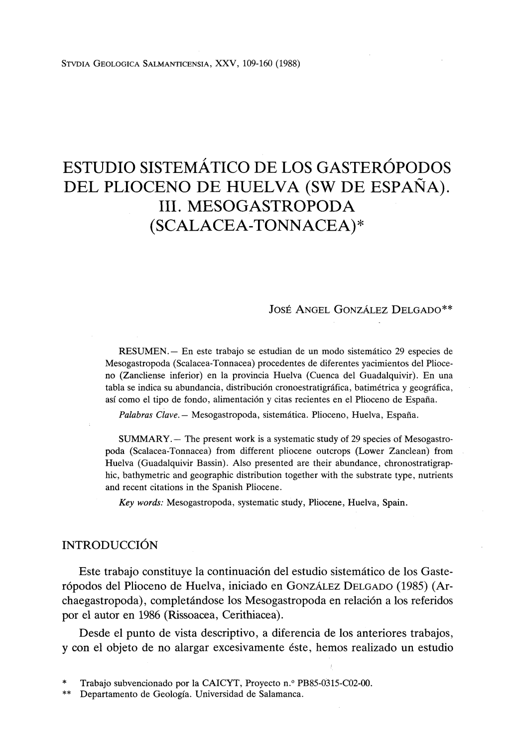 Estudio Sistemático De Los Gasterópodos Del Plioceno De Huelva (Sw De España)