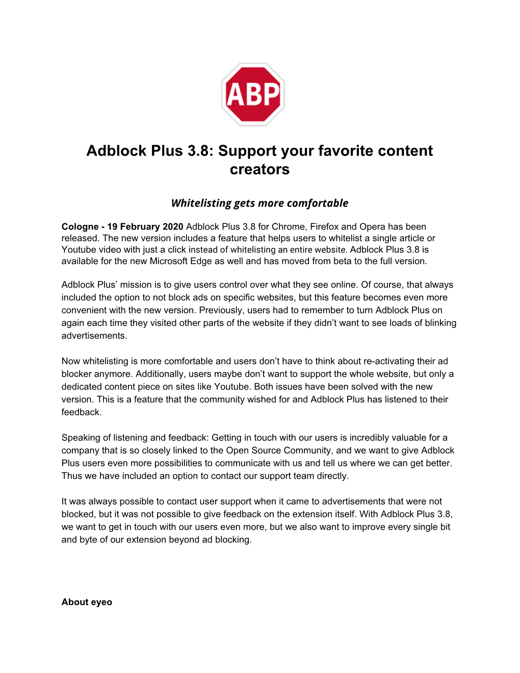 Adblock Plus 3.8: Support Your Favorite Content Creators