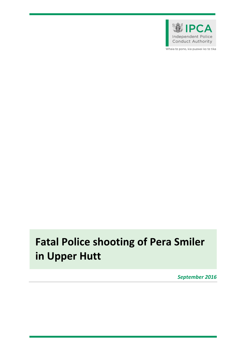 Fatal Police Shooting of Pera Smiler in Upper Hutt