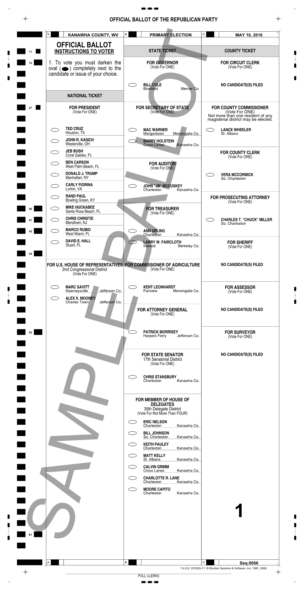 Official Ballot of the Republican Party