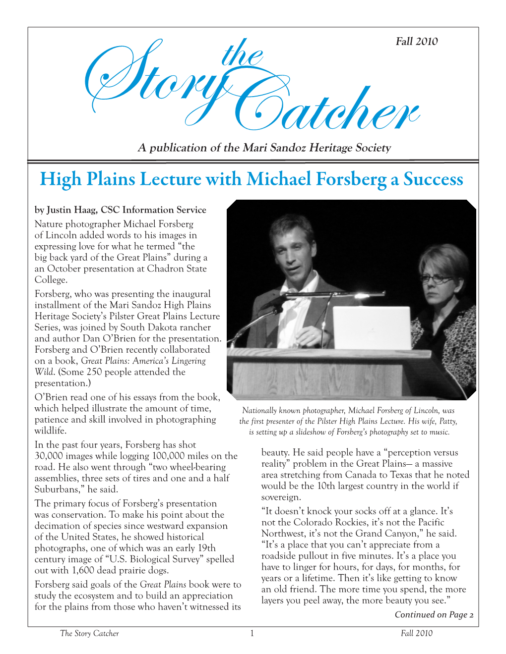 High Plains Lecture with Michael Forsberg a Success