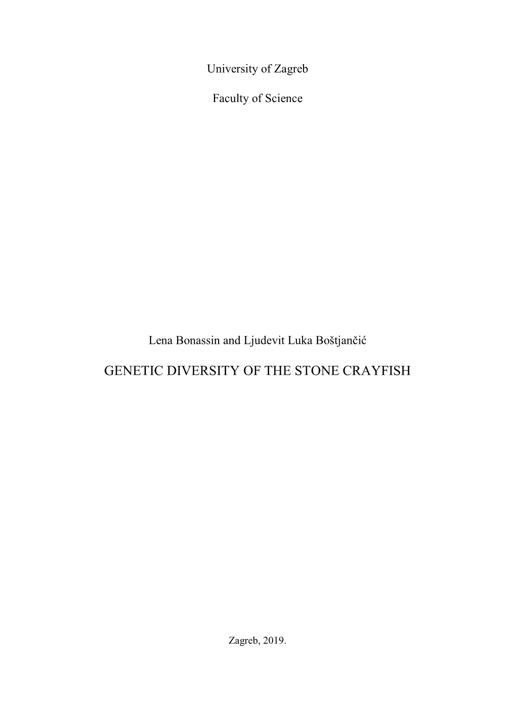 Genetic Diversity of the Stone Crayfish