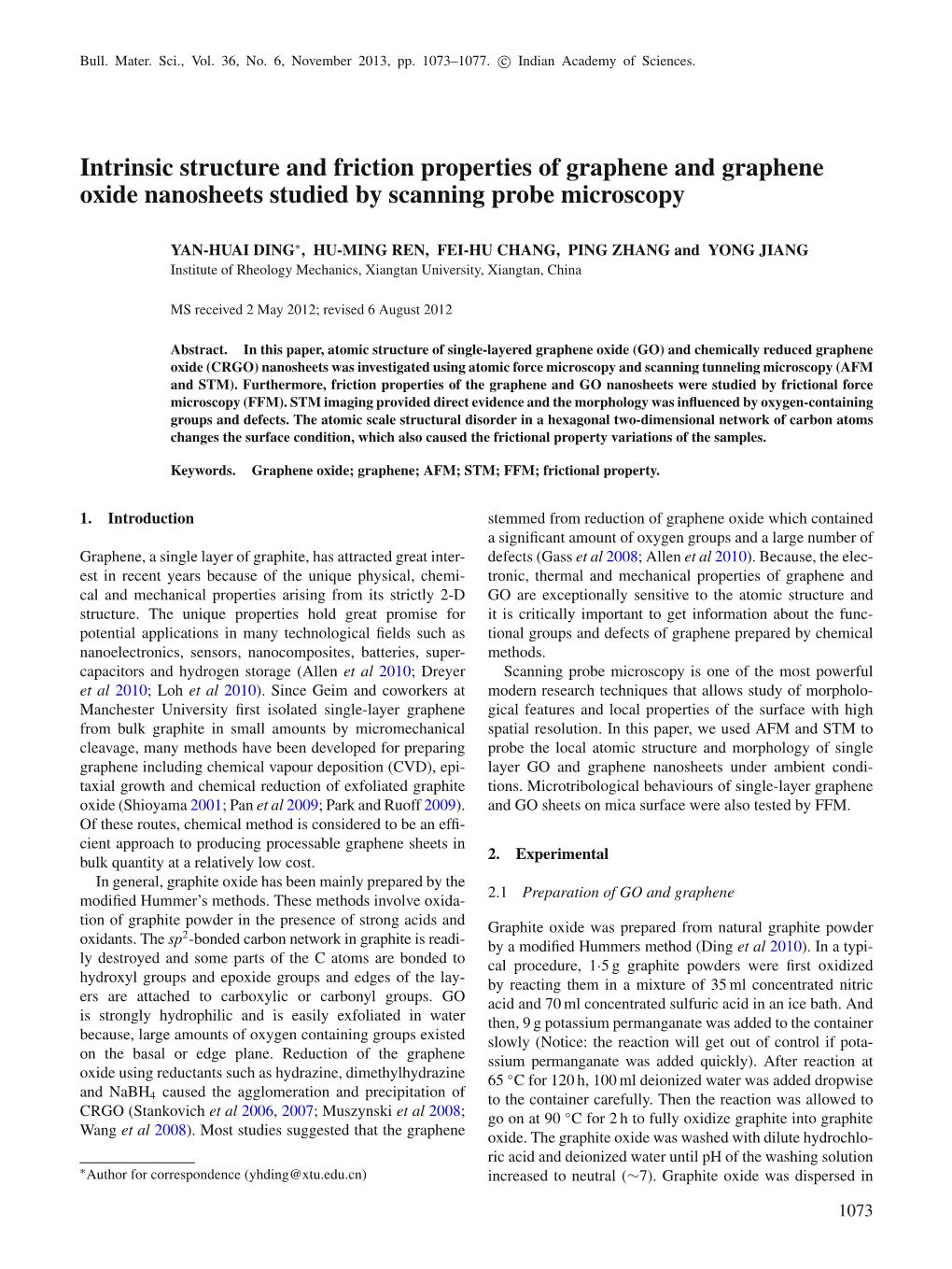 Intrinsic Structure and Friction Properties of Graphene and Graphene ...
