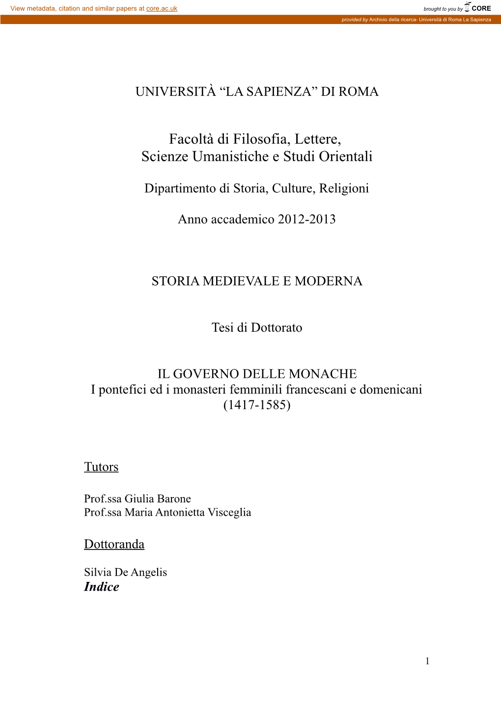 Facoltà Di Filosofia, Lettere, Scienze Umanistiche E Studi Orientali