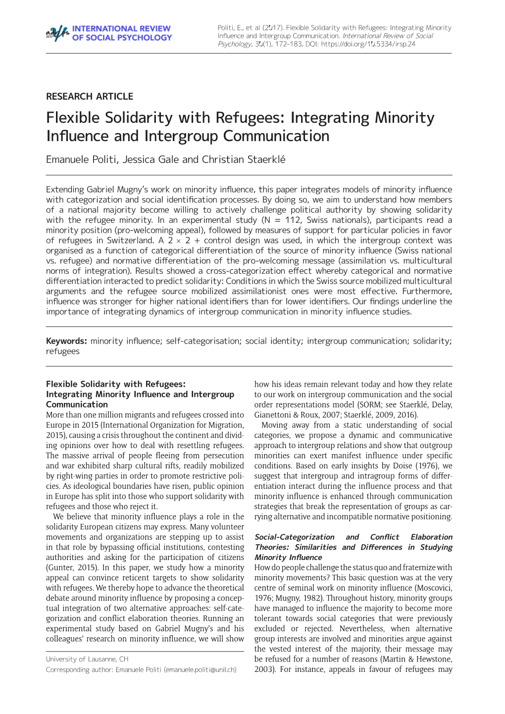 Flexible Solidarity with Refugees: Integrating Minority Influence And