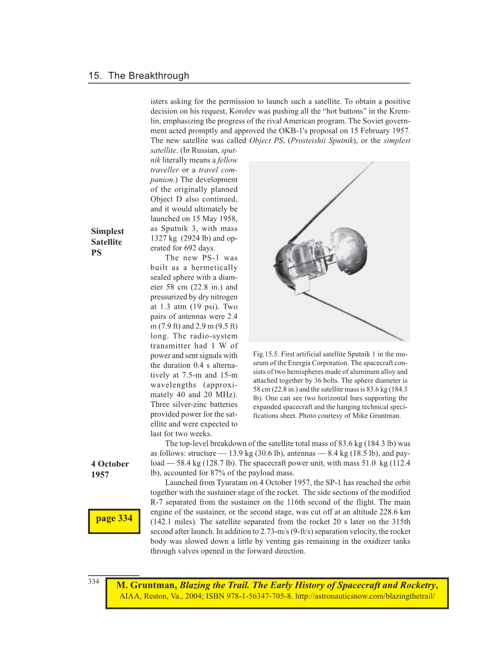 15. the Breakthrough M. Gruntman, Blazing the Trail. the Early History