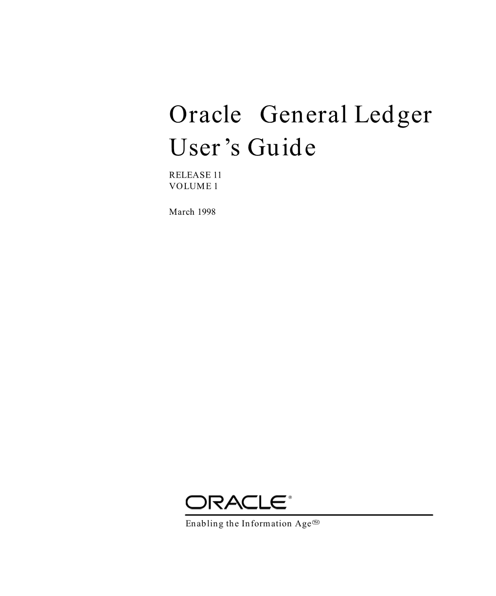 Oracle General Ledger User's Guide Release 11