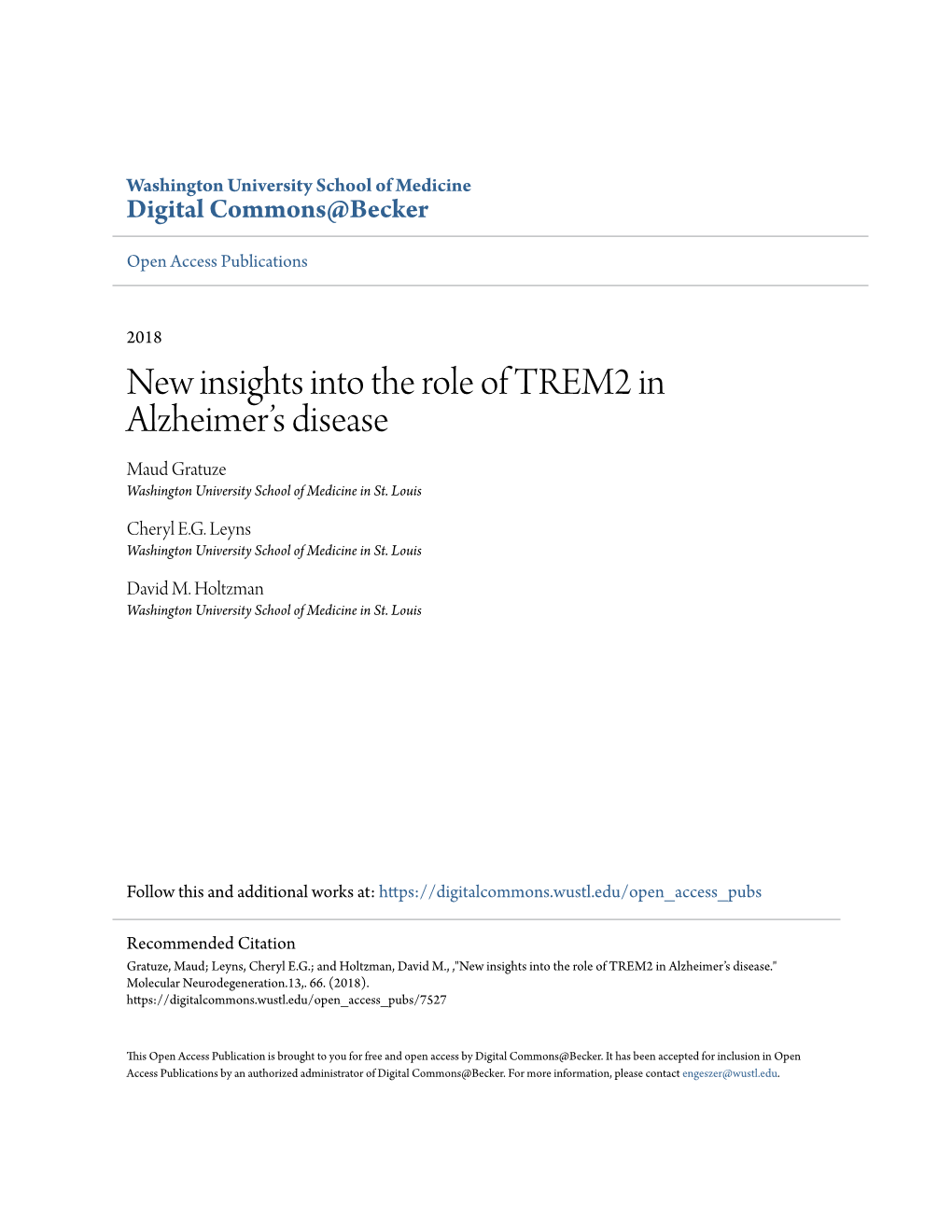 New Insights Into the Role of TREM2 in Alzheimer's Disease