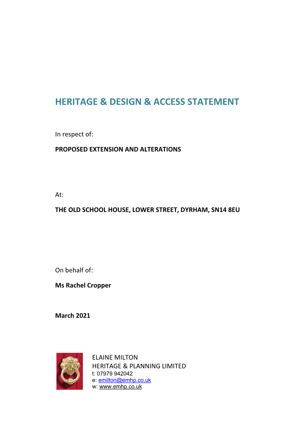 Heritage & Design & Access Statement