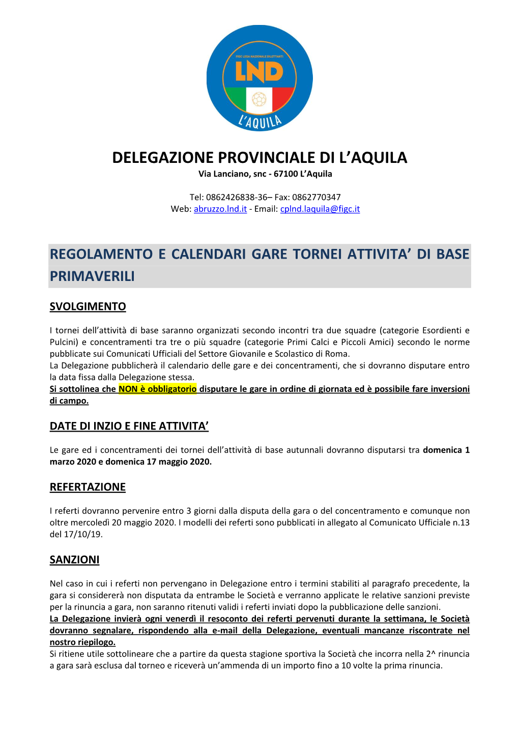 Delegazione Provinciale Di L'aquila