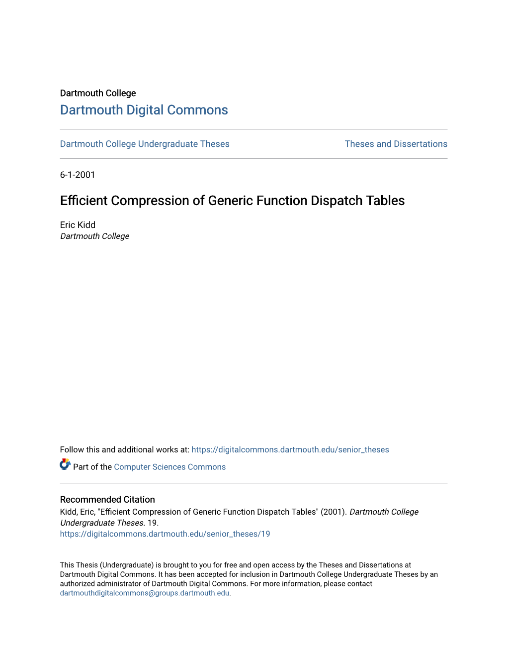 Efficient Compression of Generic Function Dispatch Tables