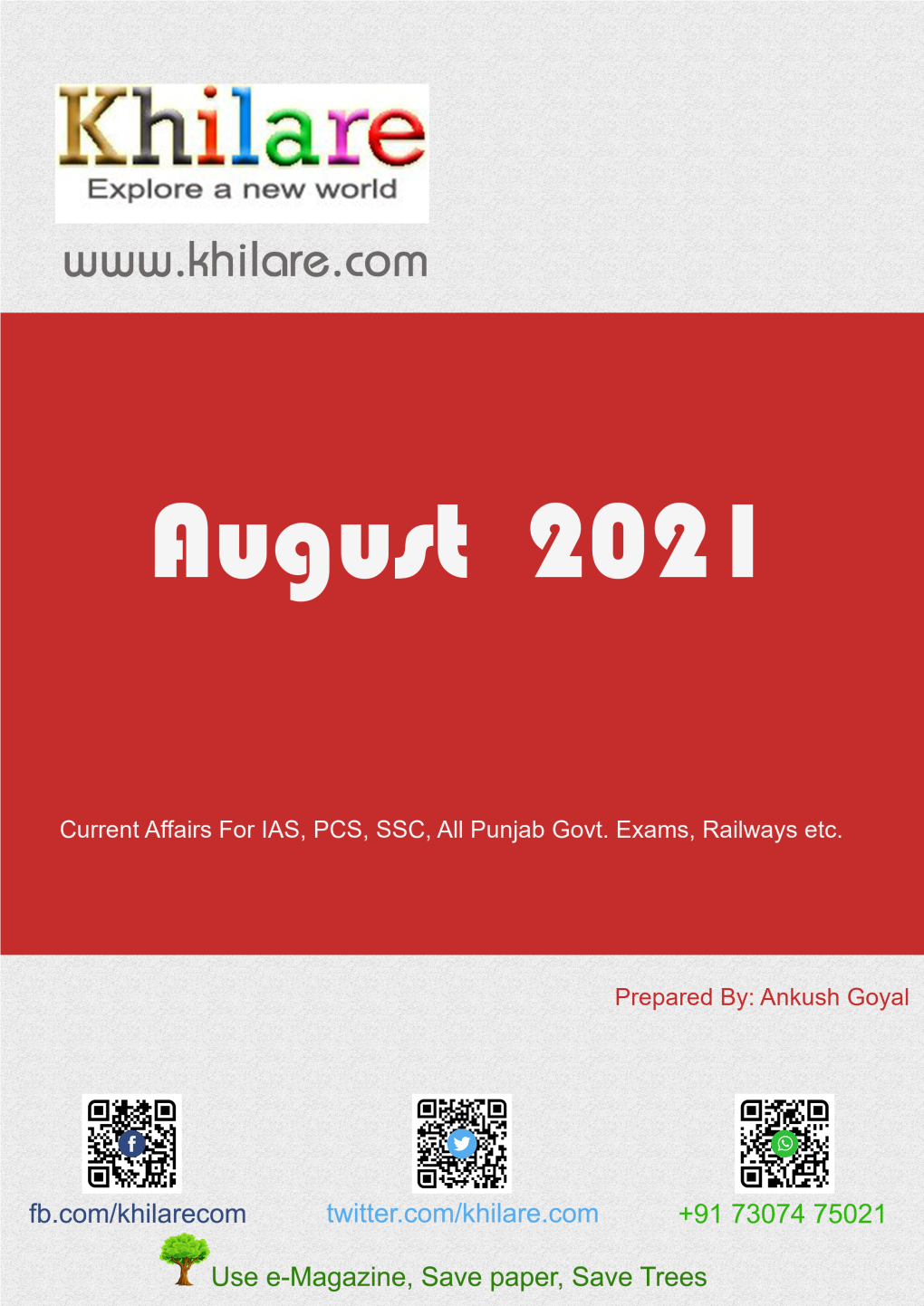 August-2021 E-Magazine Khilare
