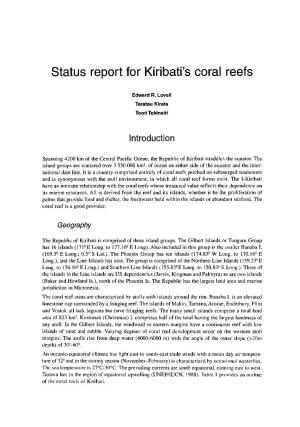 Status Report for Kiribati's Coral Reefs
