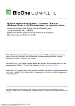 Molecular Phylogeny and Taxonomy of the Genus Disocactus