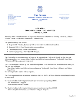 **DRAFT** COMMITTEE MEETING MINUTES January 21, 2020