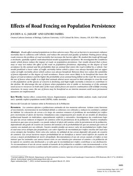 Effects of Road Fencing on Population Persistence