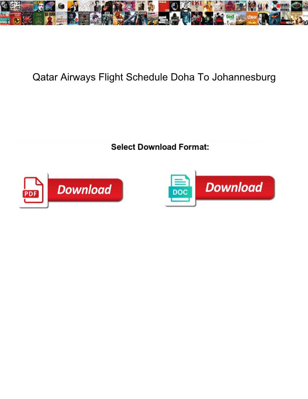 Qatar Airways Flight Schedule Doha to Johannesburg